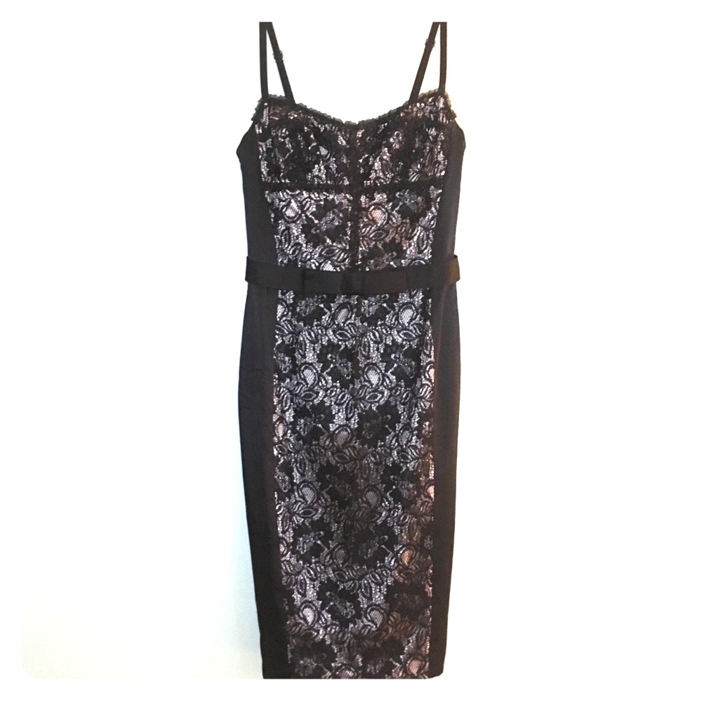 Lace & satin black cocktail dress
